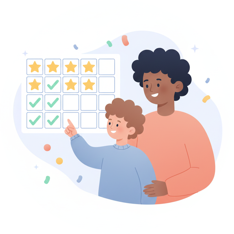 Parent and child tracking progress together