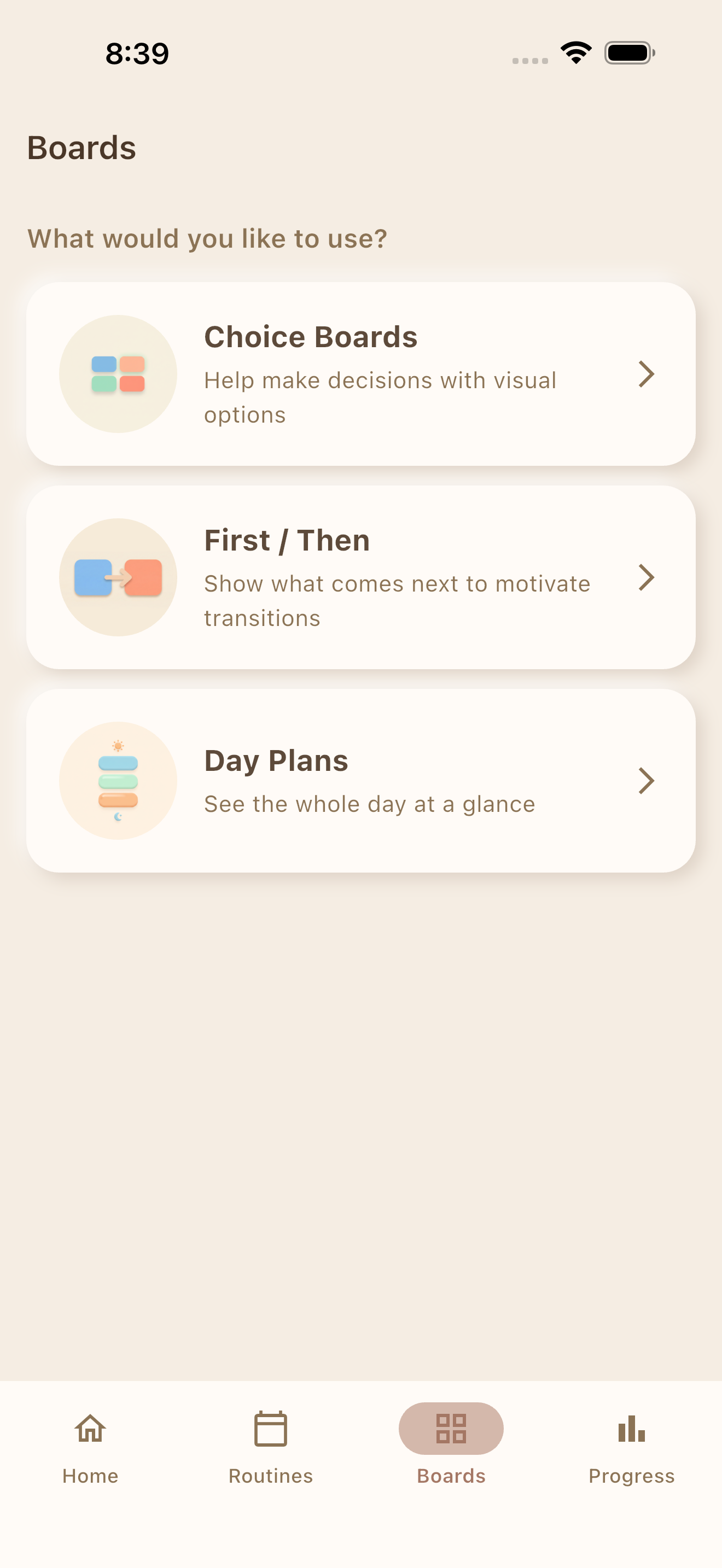 Boards hub showing all your boards